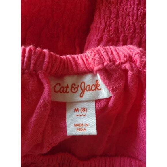 Cat & Jack Girls Pink Puff Sleeve Embroidered Blouse Size M/ 8. - Picture 3 of 8